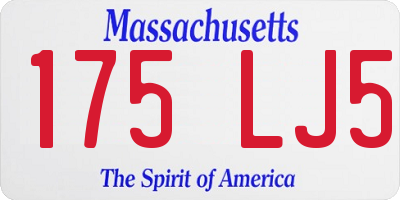 MA license plate 175LJ5