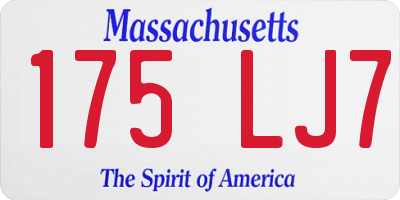 MA license plate 175LJ7