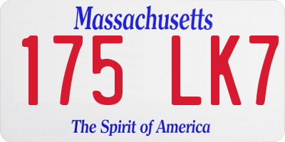 MA license plate 175LK7