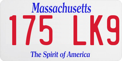 MA license plate 175LK9