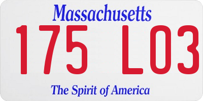 MA license plate 175LO3