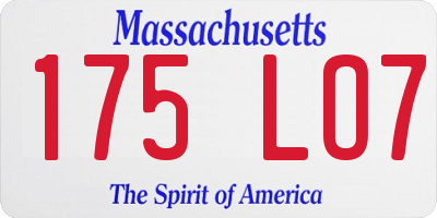 MA license plate 175LO7