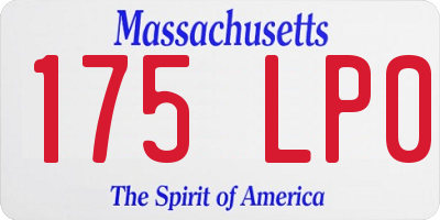 MA license plate 175LP0