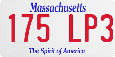 MA license plate 175LP3