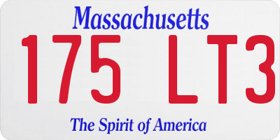 MA license plate 175LT3