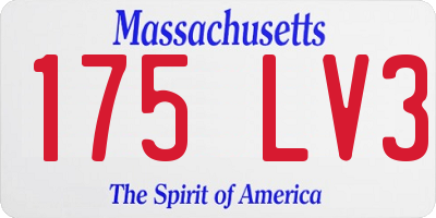 MA license plate 175LV3