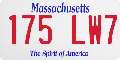 MA license plate 175LW7