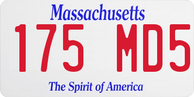 MA license plate 175MD5