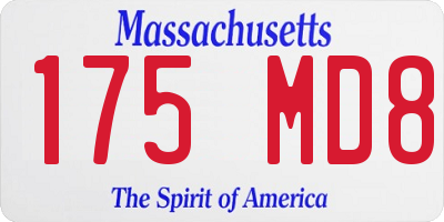 MA license plate 175MD8
