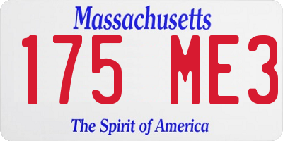 MA license plate 175ME3