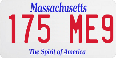 MA license plate 175ME9