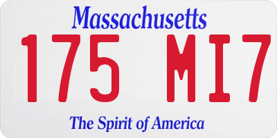 MA license plate 175MI7