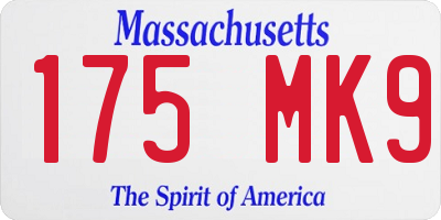 MA license plate 175MK9