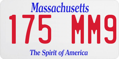 MA license plate 175MM9