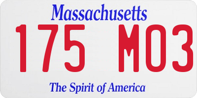 MA license plate 175MO3