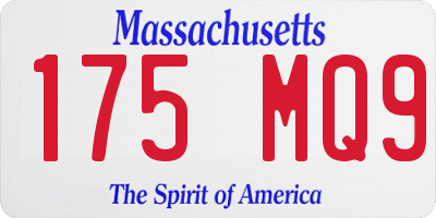 MA license plate 175MQ9