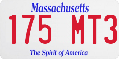 MA license plate 175MT3