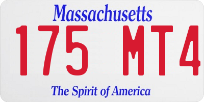 MA license plate 175MT4