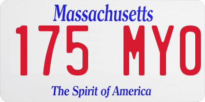 MA license plate 175MY0