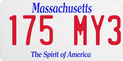 MA license plate 175MY3