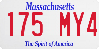 MA license plate 175MY4