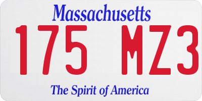MA license plate 175MZ3