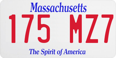 MA license plate 175MZ7