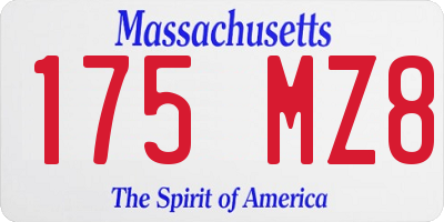 MA license plate 175MZ8