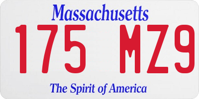 MA license plate 175MZ9