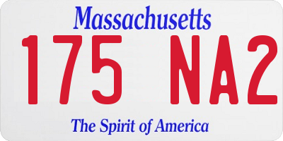 MA license plate 175NA2