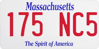 MA license plate 175NC5