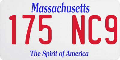 MA license plate 175NC9