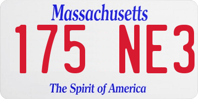MA license plate 175NE3