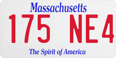 MA license plate 175NE4