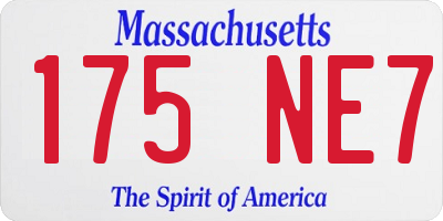 MA license plate 175NE7