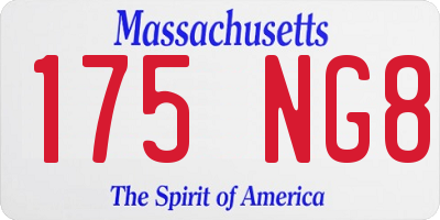 MA license plate 175NG8