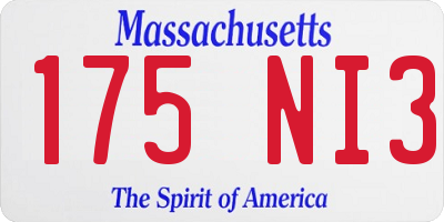 MA license plate 175NI3