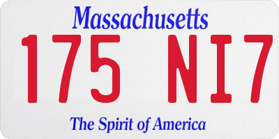 MA license plate 175NI7