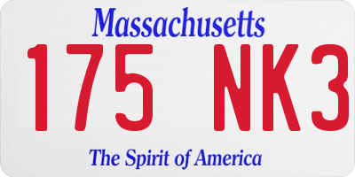 MA license plate 175NK3