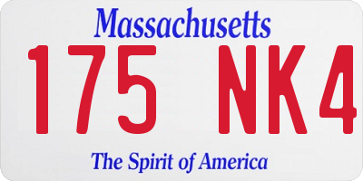 MA license plate 175NK4