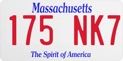 MA license plate 175NK7