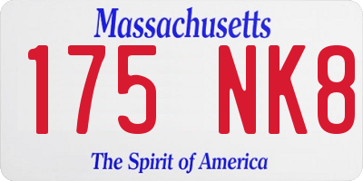 MA license plate 175NK8