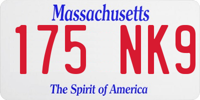 MA license plate 175NK9