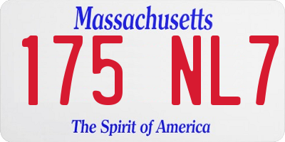 MA license plate 175NL7