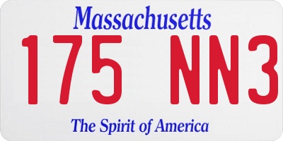 MA license plate 175NN3
