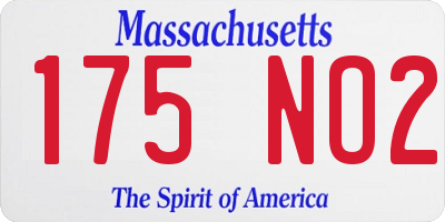 MA license plate 175NO2