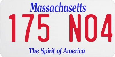 MA license plate 175NO4