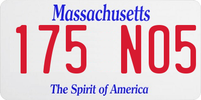 MA license plate 175NO5