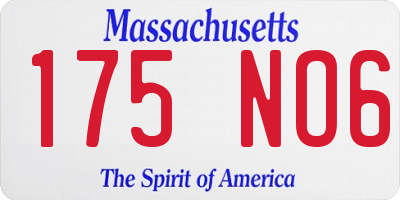 MA license plate 175NO6