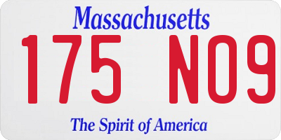 MA license plate 175NO9